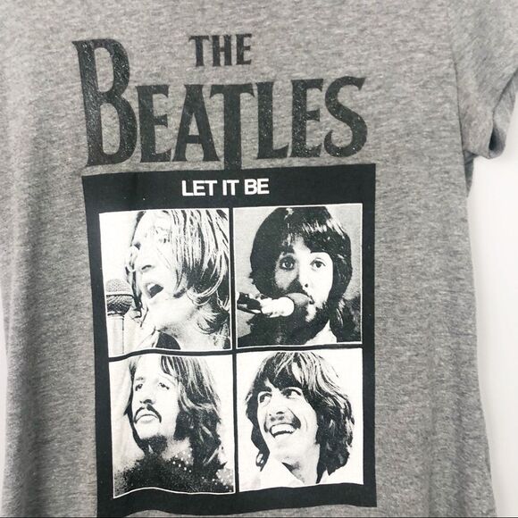 THE BEATLES | Gray Short Sleeve Let It Be Band Tee with Sparkle Women’s Size XXL - Picture 3 of 5